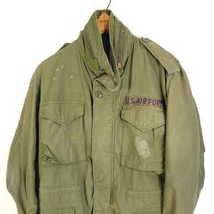 Vtg US Air Force Cold Weather Field Coat OG 107 Men's Medium Distressed 80s